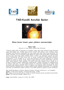 TAD-Kandilli Astrofizik Günleri Güneş benzeri titreşim yapan