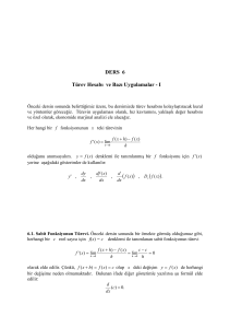 DERS 6 Türev Hesabı ve Bazı Uygulamalar