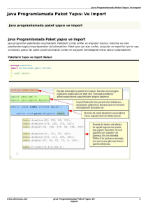 Java Temelleri : Java Programlamada Paket Yapısı Ve Import