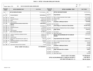 TABLO 1.1 BÜTÇE UYGULAMA SONUÇLARI TABLOSU 110.759