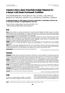 Femoral Arterin Lateral Sirkumfleks Dalının Potansiyel Bir Arteriyel