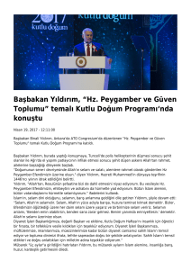 Başbakan Yıldırım, “Hz. Peygamber ve Güven Toplumu”