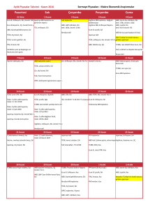 Aylık Piyasalar Takvimi Kasım 2016