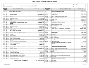 TABLO 1.1 BÜTÇE UYGULAMA SONUÇLARI TABLOSU 167.304