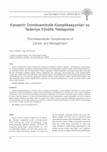 Kanserin Tromboembolik Komplikasyonları ve Tedaviye