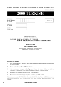 2000 turkısh - Board of Studies