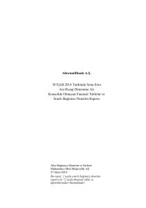 Alternatifbank A.Ş. 30 Eylül 2014 Tarihinde Sona Eren Ara