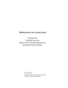 Millî Reasürans Türk Anonim Şirketi 30 Eylül 2011