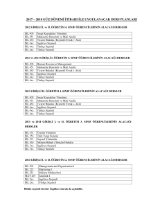 2017 – 2018 güz dönemi itibarı ile uygulanacak ders planları