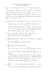 MK 132 Matematik II/ MK 108 Analiz II ARA SINAV C¸ ¨OZ¨UMLER 1