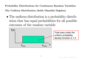 The uniform distribution is a probability distrib% ution that has equal