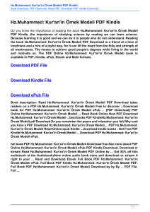 Hz.Muhammed: Kur`an`in Örnek Modeli PDF Kindle
