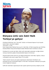 Dünyaca ünlü vaiz Zakir Naik Türkiye`ye geliyor