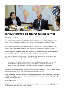 Türkiye tarımda dış ticaret fazlası veriyor