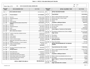 TABLO 1.1 BÜTÇE UYGULAMA SONUÇLARI TABLOSU 238.327