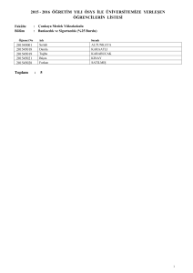 2015 - 2016 ÖĞRETİM YILI ÖSYS İLE ÜNİVERSİTEMİZE