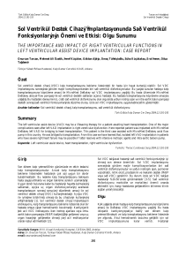 Sol Ventrikül Destek Cihazı İmplantasyonunda Sağ Ventrikül