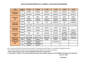 2014-2015 eğitim öğretim yılı 2. dönem 1. ortak sınav programıdır