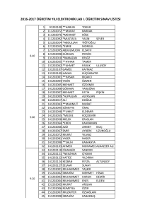 I. Öğretim Sınav Listesi
