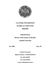 . Hakemli Dergi Review of the Faculty of Divinity Atatürk University