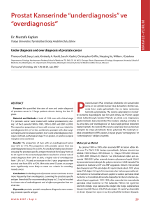 Prostat Kanserinde “underdiagnosis” ve “overdiagnosis”