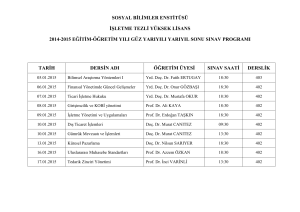 sosyal bilimler enstitüsü işletme tezli yüksek lisans 2014