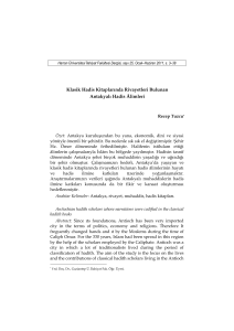 Klasik Hadis Kitaplarında Rivayetleri Bulunan Antakyalı Hadis Âlimleri