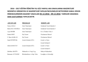 2016 – 2017 eğitim-öğretim yılı güz yarıyılı ara sınavlarına