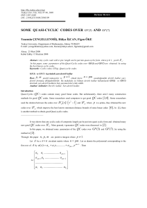 some quasi-cyclic codes over and