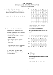 özel ege lisesi okullar arası 19. matematik yarışması 11. sınıf test