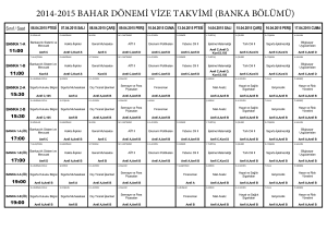 2014-2015 BAHAR DÖNEMİ VİZE TAKVİMİ (BANKA BÖLÜMÜ)