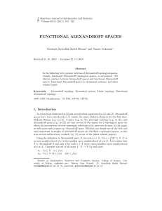 functional alexandroff spaces - Hacettepe Journal of Mathematics