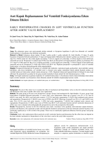 Aort Kapak Replasmanının Sol Ventrikül Fonksiyonlarına Erken