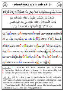 (1) Sübћânekel-lâhümme ve biћamdik (2) Ve tebâra kesmük (3) Ve