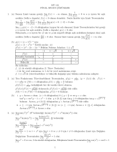 (a) Sonsuz Limit tanımı gere˘gi, lim f(x)