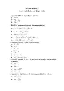 2015-2016 Matematik I Kümeler-Sayılar-Fonksiyonlar