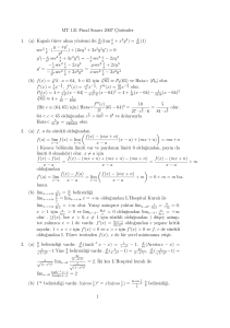 MT 131 Final Sınavı 2007 C¸özümler 1. (a) Kapalı türev alma