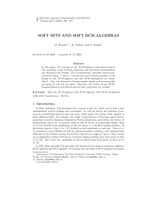 soft sets and soft bch-algebras - Hacettepe Journal of Mathematics