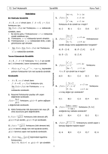 12. Sιnιf Matematik Süreklilik Konu Testi , AR a A