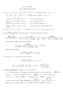 MT 131 ANAL˙IZ I F˙INAL SINAVI C¸ ¨OZ¨UMLER 1. (a) f(x) = x 3 + 2x