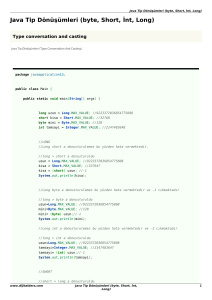 Java Tip Dönüşümleri (byte, Short, İnt, Long)