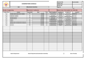 examınatıons schedule