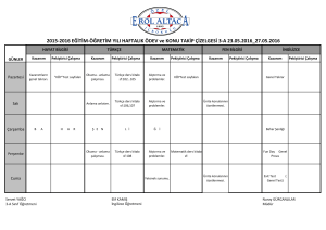 2015-2016 EĞİTİM-ÖĞRETİM YILI HAFTALIK ÖDEV ve KONU