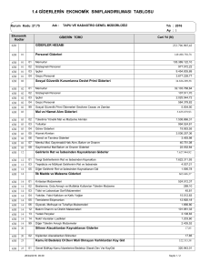 1.4 giderlerin ekonomik sınıflandırılması tablosu