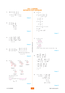 1 LYS1 / 3.DENEME MATEMATİK TESTİ ÇÖZÜMLERİ