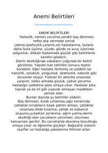 Anemi Belirtileri - BitkiselDestek.com
