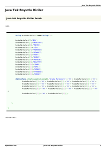 Java Temel Örnekler : Java Tek Boyutlu Diziler