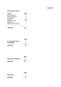 16.01.2017 Adet 1 1 108 10 1 1 124 Adet : 8 : 10 Adet : 38 : 38 Adet