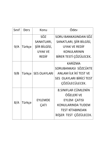 Sınıf Ders Konu Ödev 9/A Türkçe SÖZ