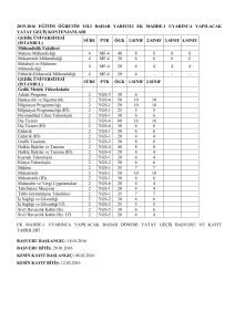 2015-2016 EĞİTİM ÖĞRETİM YILI BAHAR YARIYILI EK MADDE